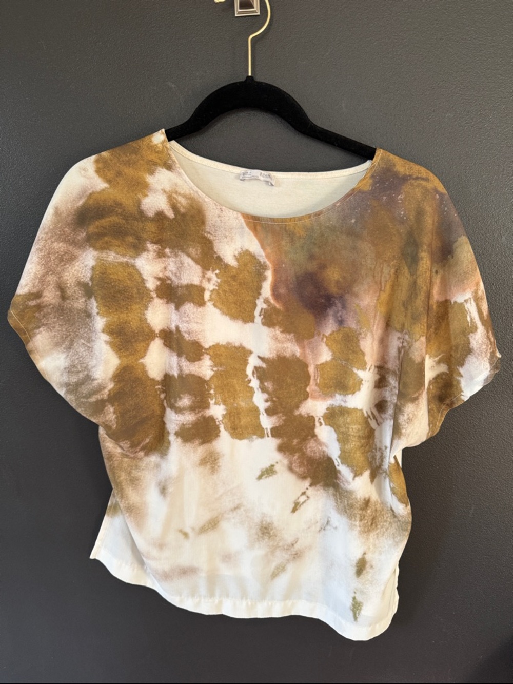 Zara Top with Green and Gray watercolor detail.
